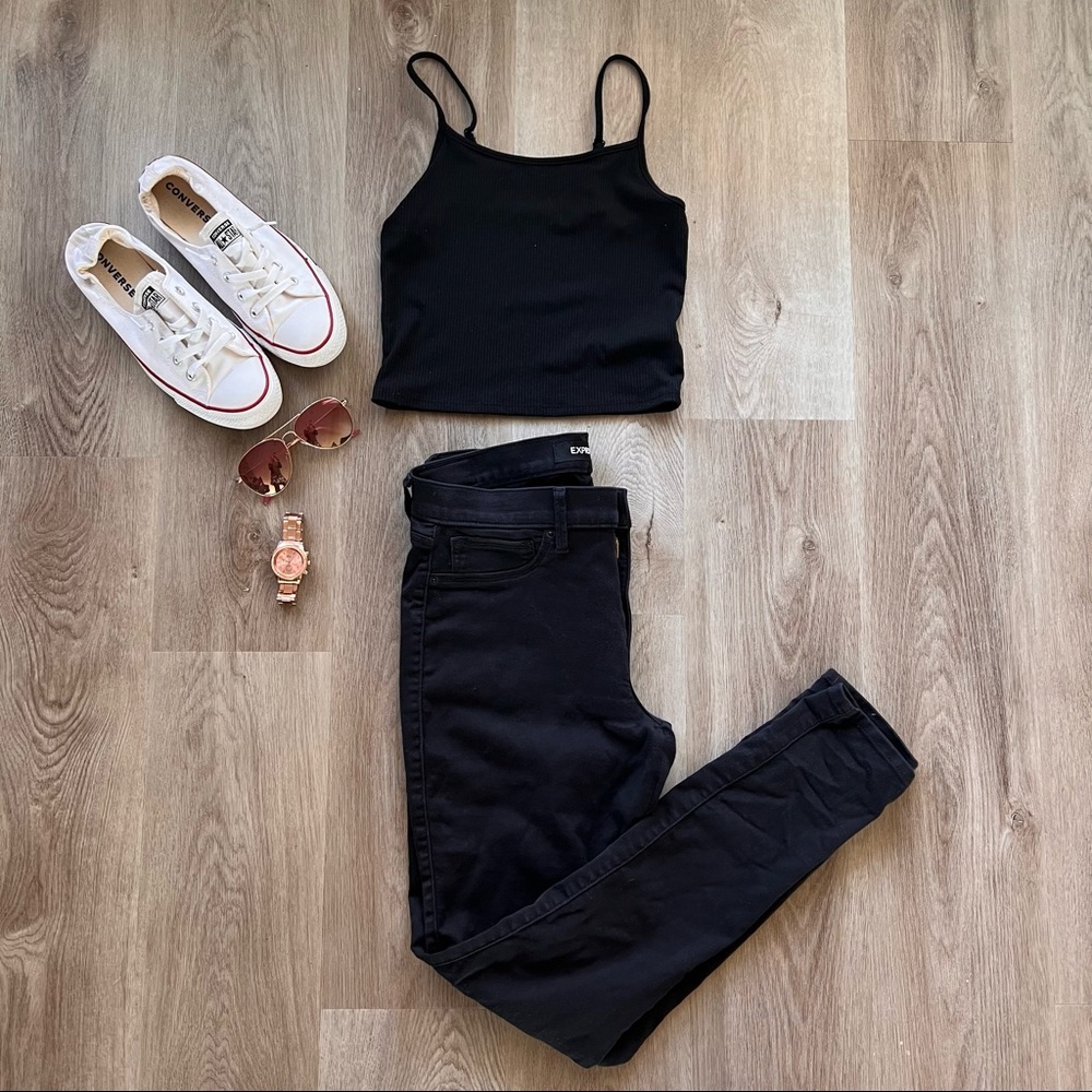 Express Black Stretch+ Mid Rise Jeggings